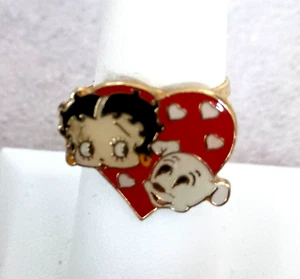 Seltener Vintage Betty Boop & Pudgy Comic Sammlerring 1990er Jahre Neu aus altem Lagerbestand - Bild 1 von 3