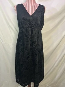 Neu mit Etikett $ 120 SP Eddie Bauer Größe 6 schwarz Samt Paisley A-Linie Midi ärmelloses Kleid - Bild 1 von 11
