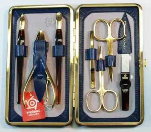 Pfeilring Solingen Maniküre Etui Set Fifth Avenue 7-tlg. vergoldete Instrumente - Bild 1 von 2