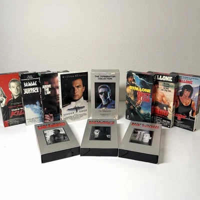 Ultimate 80’s Action Hero VHS Lot, Rambo, Steven Segal, Terminator, Die Hard - Image 1 of 4