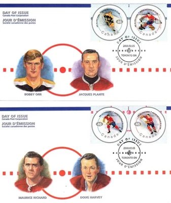 Tres cubiertas de primer día NHL ALL STARS Canadá #1838 5 de febrero de 2000 Foto 1 de 2
