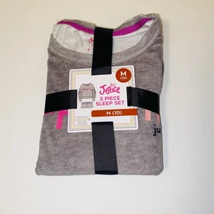Justice Girls Pajama Set M 10 Cozy Fleece Long Sleeve Top & Sleep Short NEW - Picture 1 of 9