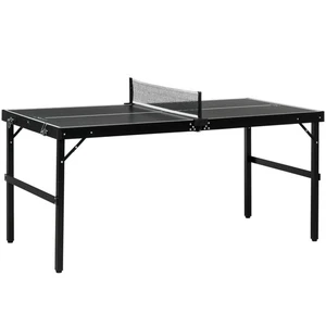 Tischtennis klappbar Outdoor kompakt tragbar Spiel leichtes Aluminium schwarz  - Bild 1 von 12