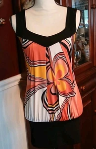 Women's Vintage Wet Seal Small Bubble Hem Balloon Dress Multi Color Geometric - Picture 1 of 6