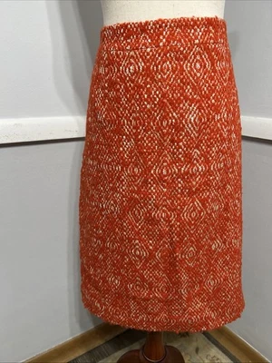 Falda de tweed pata de gallo geométrica mezcla de lana lápiz JCrew Nº 2, rojo tomate, 14 Foto 1 de 4