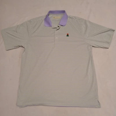 Polo de golf Donald Ross para hombre L púrpura verde rayas  Foto 1 de 4