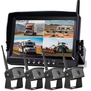 9" Wireless DVR Monitor 4 RV Round Parking Camera Rear Side View for Trailer Bus - Picture 1 of 11