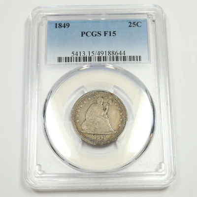 1849 P PCGS F15 - Silver Seated Quarter 25C US Coin #50135A - Image 1 of 2