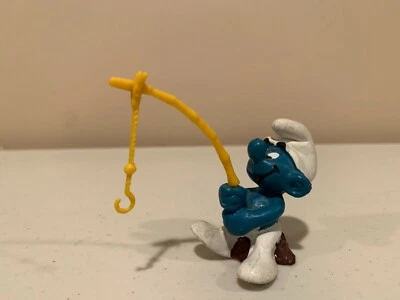 Lote de figuras de pesca de súper pitufo de pescador de los Pitufos 40207 estatuilla de PVC rara Foto 1 de 3