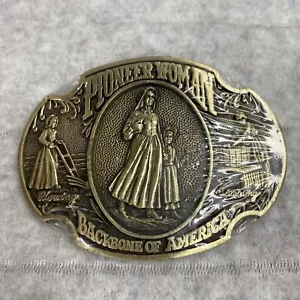 Vintage Pionierin Old West Frontier Settlers massive Messing Gürtelschnalle limitierte Auflage - Bild 1 von 10