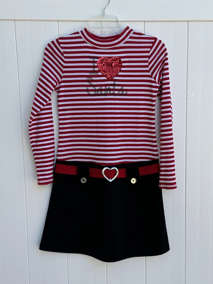 Vestido de Navidad Rosa y Violeta Niñas “I Love Santa” Talla XL 14/16 Foto 1 de 3