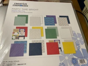 Creative Memories ~ Designer Paper Pack ~ PARTY TIME! BRIGHT ~ 12 Sheets 12 X 12 - Picture 1 of 3