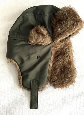 Invierno Ruso Imitación Piel Piloto Sombrero Oreja Trampero Grueso Cálido Verde Nieve Esquí Gorra Foto 1 de 4