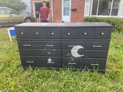 Black dressers for bedroom hand painted moon and star design  - Image 1 of 4