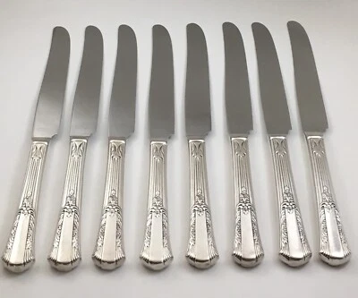 Lote de 8 facas de jantar ocas Wm Rogers TREASUR IS SilverPlate 9 1/2" - Imagem 1 de 4