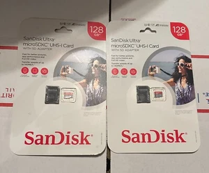 2x SanDisk Ultra 128 GB microSDXC UHS-I Card 140 MB/s with SD Adapter - New - Picture 1 of 1