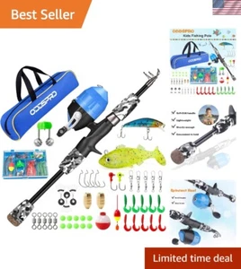 Kids Fishing Pole Pink, Portable Telescopic Fishing Rod and Reel Combo Kit - ... - Picture 1 of 8