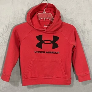 Under Armour Hoodie Youth XS (7) Red Pullover Sweatshirt Cotton Blend Boys Girls - Picture 1 of 11