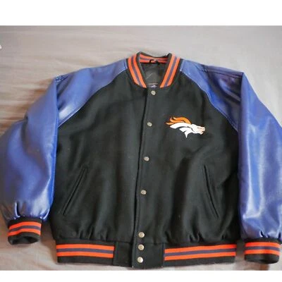 Винтажная кожаная куртка NFL Denver Broncos Varsity Game Day Essex Mfg средний размер - Изображение 1 из 4