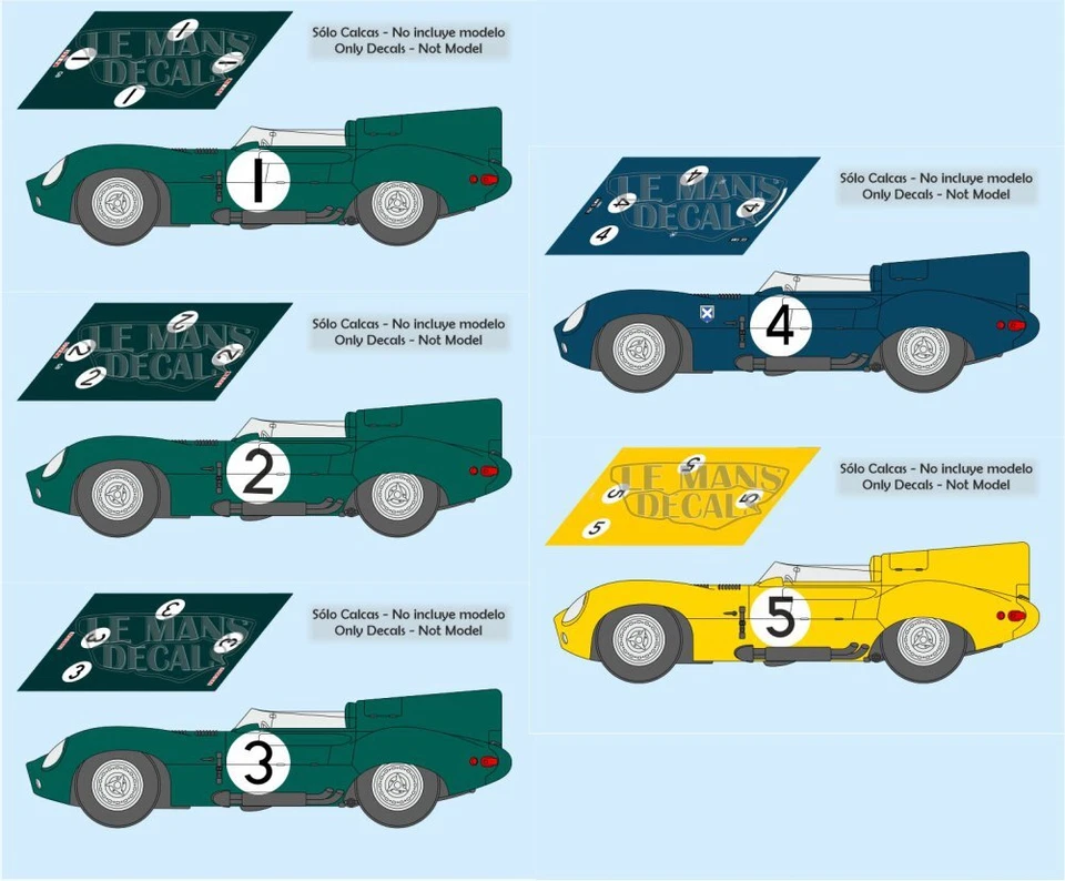 LE MANS DECALS Decals Jaguar D Type Le Mans 1956 1:32 1:43 1:24 1:18 calcas