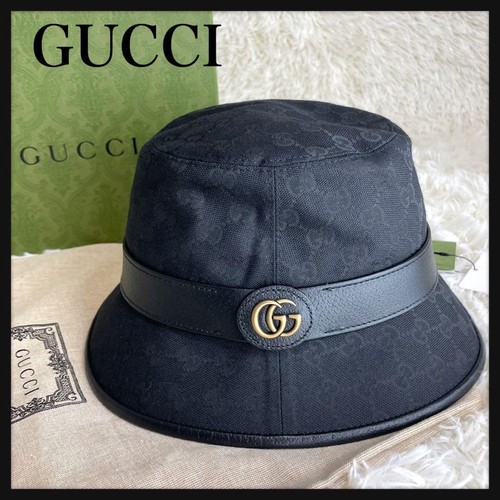 GUCCI Bucket Hat Hat GG Canvas 576587 Black L Fedora Hat GG  display picture 2