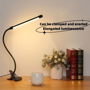 Modern Clip On LED Desk Lamp Eye Care USB Power Dimmable Light Adjustable Clamp - Picture 1 of 6