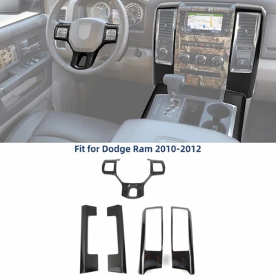 5PCS Carbon Fiber Interior Full Set Cover Trim Kit For Dodge Ram 1500 2010-2012 Foto 1 de 4