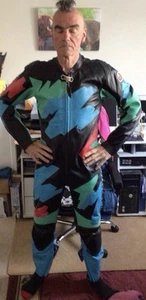 Kushitani Manx Motorcycle Leathers Multi Coloured 90’s NON ARMOURED - Picture 1 of 2