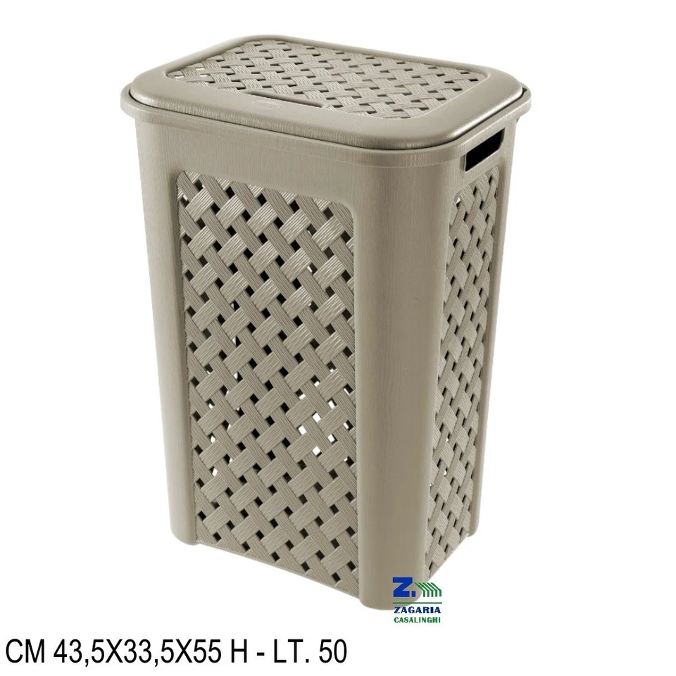 TONTARELLI CESTO PORTABIANCHERIA ARIANNA TALPA LT. 50 DESIGN INTRECCIATO TRAFORATO