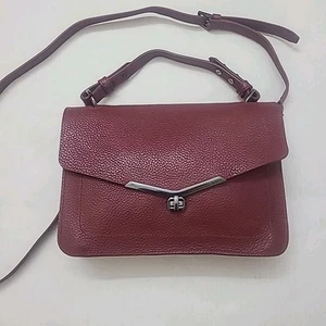 Botkier Valentina lila Designer Umhängetasche genarbtes Leder Umschlagklappe - Bild 1 von 18