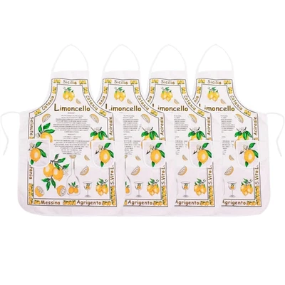 Grembiule Pettorina Cucina Limoncello Set 4pz Cotone Panama 60x82cm Made Italy - Immagine 1 di 4