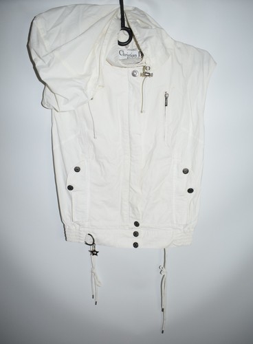 Vintage Christian Dior Boutique gilet con cappuccio stringato corsetto giacca taglia USA 14 RARO