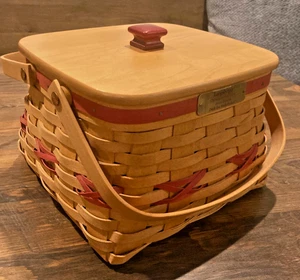 Longaberger Christmas Deck the Halls 2000 Edition Basket w/Lid & Protector - Picture 1 of 9