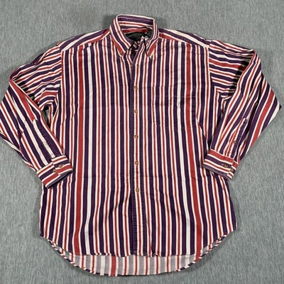 American Eagle Shirt Mens Medium Purple Red Stripe Button Down Long Sleeve - Image 1 of 4