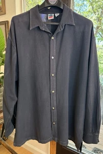 Vintage WEK The World Mens Lrg/XL Button Long Sleeve Shirt 100% Cotton Blue USA - Picture 1 of 7