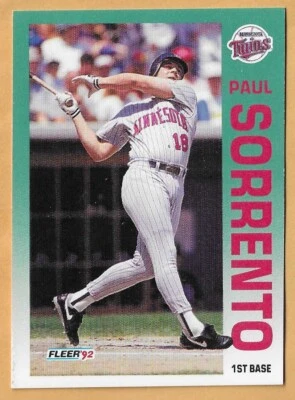 PAUL SORRENTO MINNESOTA TWINS #218 - FLEER NM-MT 1992 - Image 1 of 2