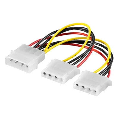 PC Y Stromkabel Molex Kabel 5,25 Adapter Verteiler Stecker 2 Buchse 4-pol - Bild 1 von 2