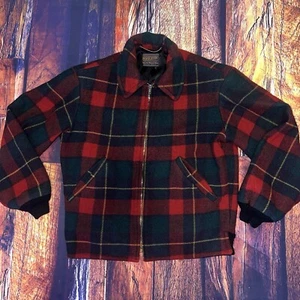 Vintage Pendleton Wool Western Wear Jacket Plaid 24" X 22" Size S Red Green READ - Picture 1 of 16