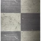 Rouleaux de papier peint vinyle gris argent métallisé texturé moderne grands carreaux carrés 3D