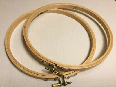 SET OF 2! VINTAGE 7" WOODEN EMBROIDERY HOOPS! MADE IN TAIWAN ROC - Image 1 of 4
