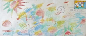 PETER MAX Unique mixed Media drawing 1974 on First Day Cover HAND SIGNED framed - Picture 1 of 7