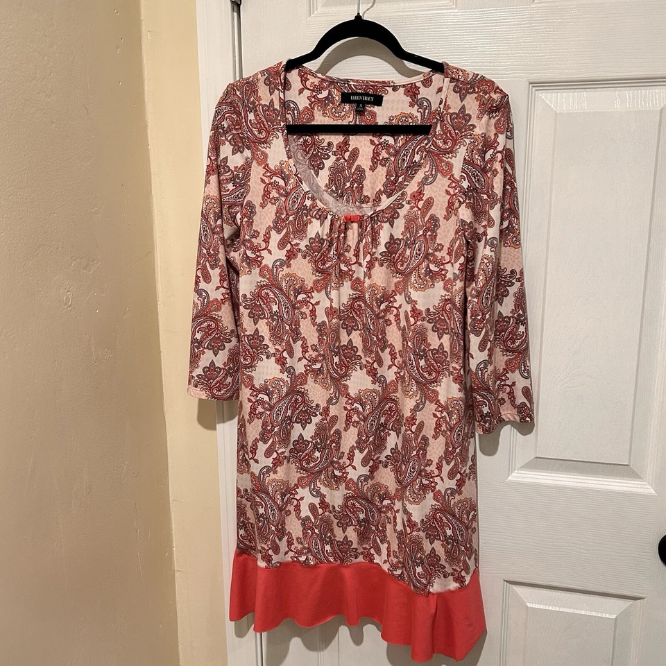 Camisón para mujer Ellen Tracy rosa cachemir manga 3/4 talla pequeña Foto 1 de 4