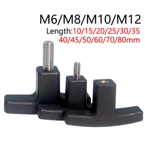 Perilla de fijación de tornillo de mano de una palabra con mango en T de plástico + acero inoxidable M6/M8/M10/M12 - Imagen 1 de 7