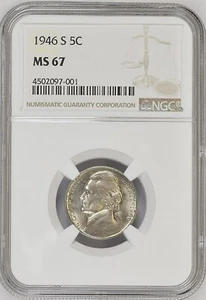 1946-S 5C Jefferson Nickel NGC MS67 4502097-001 - Picture 1 of 2