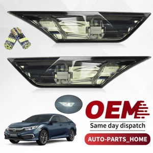 FOR 2016-2021 HONDA CIVIC SMOKED SIDE MARKER LAMP TURN SIGNAL LIGHT W/ LED BULBS - Picture 1 of 14