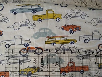 Premier Prints Fabric Vintage Cars Trucks Cotton Home Decor 24" Long x 57" W - Image 1 of 4