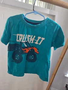 Boys Shirt Teal Blue Truck Graphic For Age 6 Year Short Sleeve Crew Neck Cotton - Picture 1 of 8