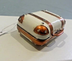 Bejeweled Metal Suitcase Enameled Rhinestone Hinged MINI Trinket Box 3" Long. - Picture 1 of 7