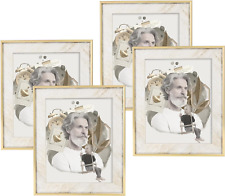 4 Pack 8X10 Gold Picture Frames Set with Marble Pattern and High Definition Glas