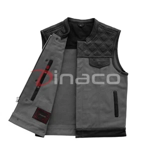 Biker Leder Gr Canvas Weste Motorrad Club Fahrausrüstung Vintage & robuster Style - Bild 1 von 7